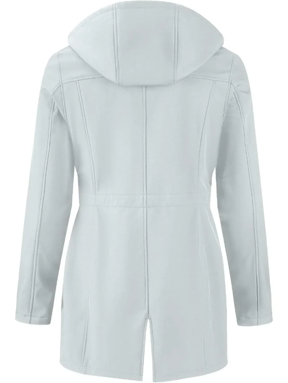 Women's White Hooded Fleece Lined Waterproof Hiking Softshell Long Rain Jacket
